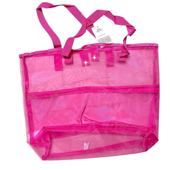 Starboard Pink Mesh Transparent Shopper Extra Large Tote Bag - Picture 1 of 10